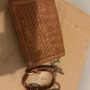 Brown Woven Leather Clutch